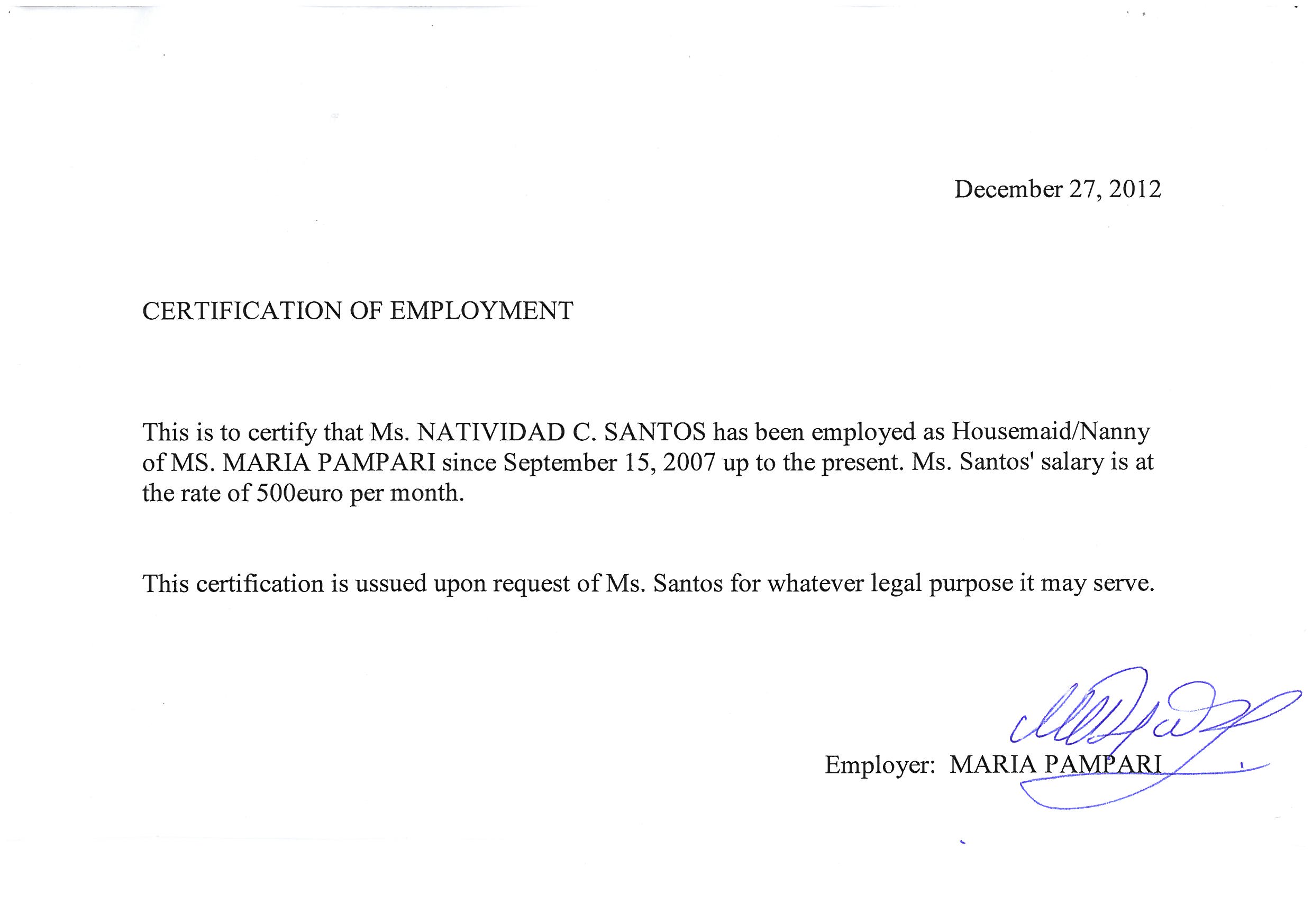 certification letter for nanny other information certification letter for nanny other information