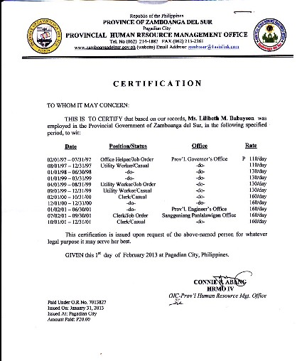 Sample Certificate Of Employment For Family Driver Sample Certificate Of Employment For Family Driver