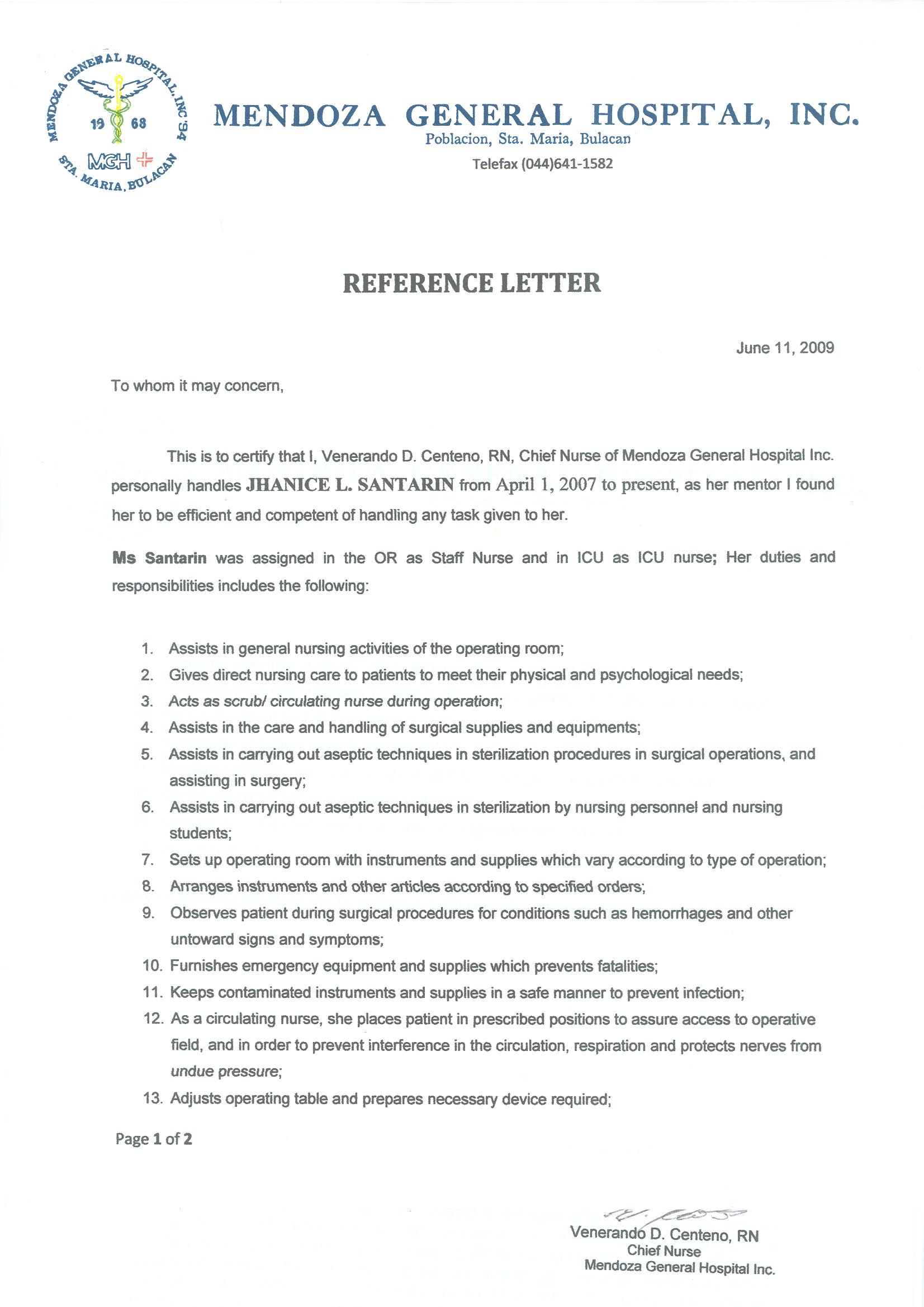 letters of recommendation for nurses